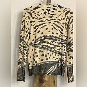 Pierri New York XL Shimmer Gold & Black Patterned Like New Sweater Stretchy